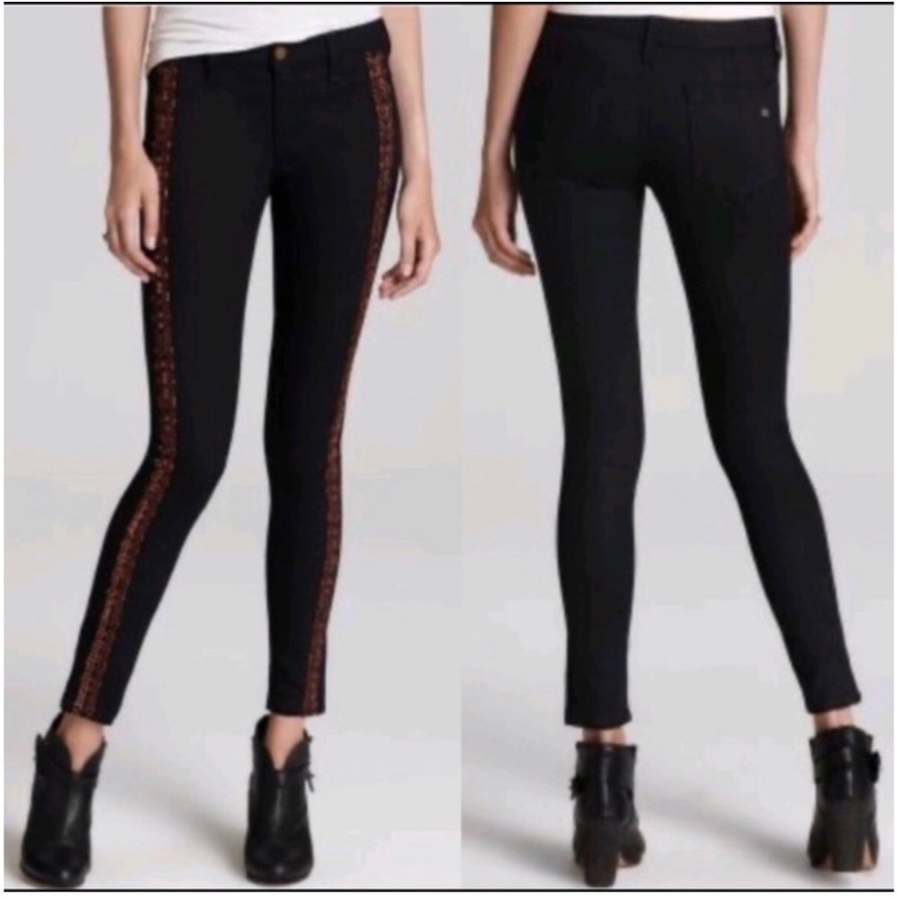 Rag & Bone Black Bengal Embroidered skinny jean 28